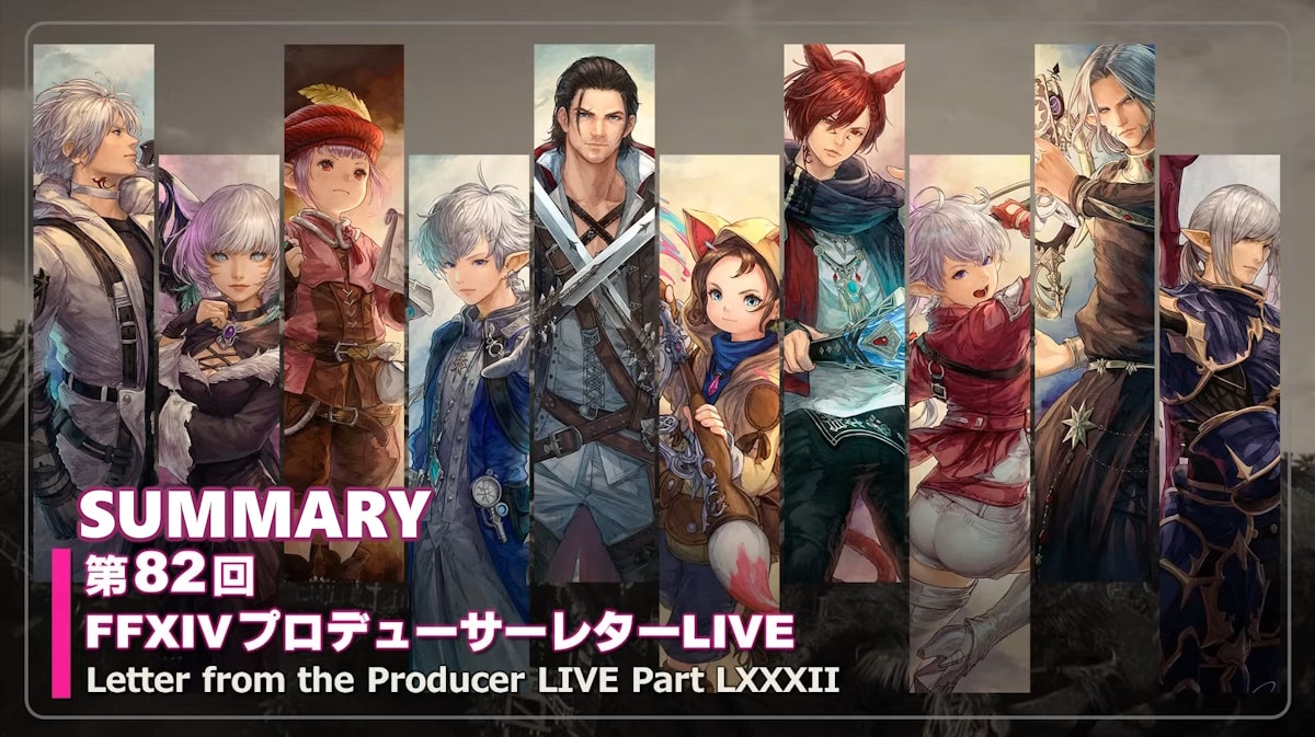ffxiv live letter 82, ffxiv live letter summary, ffxiv dawntrail, ffxiv 7.0, ffxiv, key art for the ffxiv live letter 82 with the word summary on top