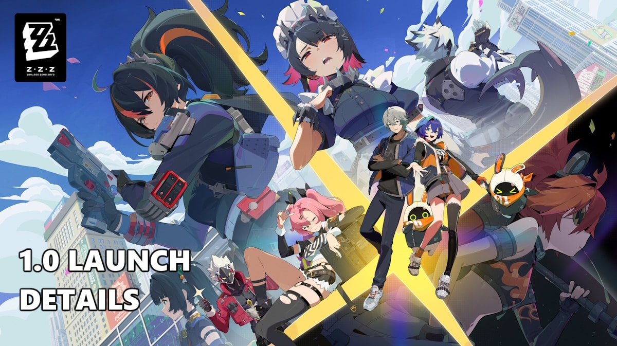 zzz launch, zzz 1.0, zzz launch rewards, zzz events, zzz, key art for the launch of zzz with the words 1.0 launch details