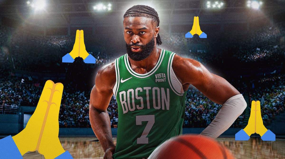 Jaylen Brown with prayer emojis