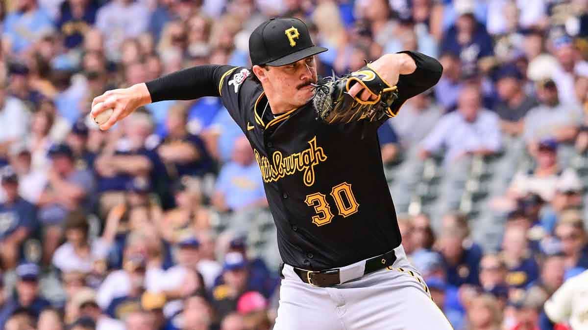 Pittsburgh Pirates starting pitcher Paul Skenes (30) pitches in the first inning against the Milwaukee Brewers at American Family Field.