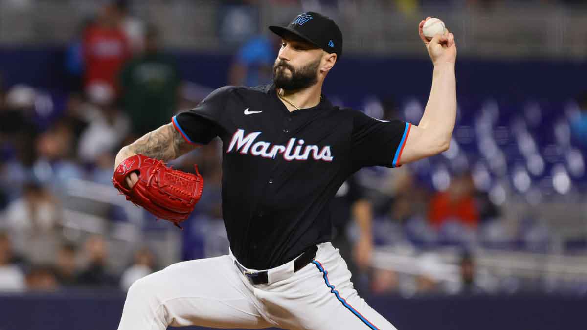Miami Marlins relief pitcher Tanner Scott (66) delivers a pitch against the New York Mets during the ninth inning at loanDepot Park.
