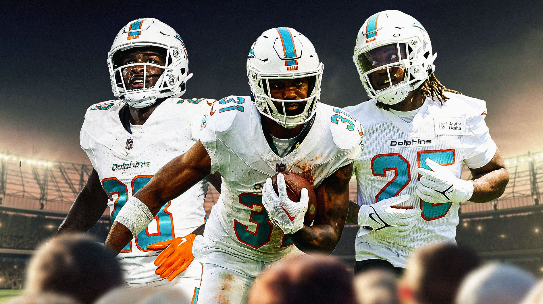 Raheem Mostert, De'Von Achane, Jaylen Wright, Dolphins