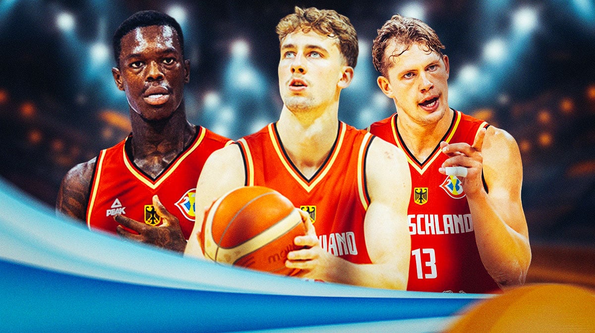 Dennis Schroder, Franz Wagner, Mo Wagner all in Team Germany gear
