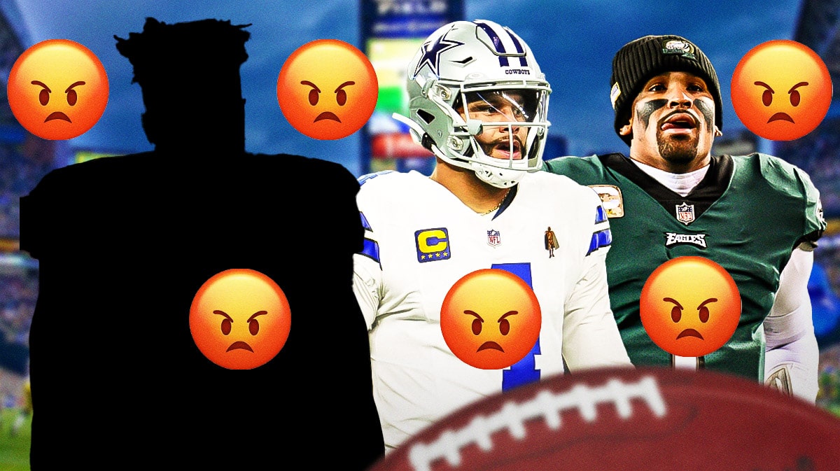 Silhouette person saying. Dak Prescott, Jalen Hurts with angry emojis near him