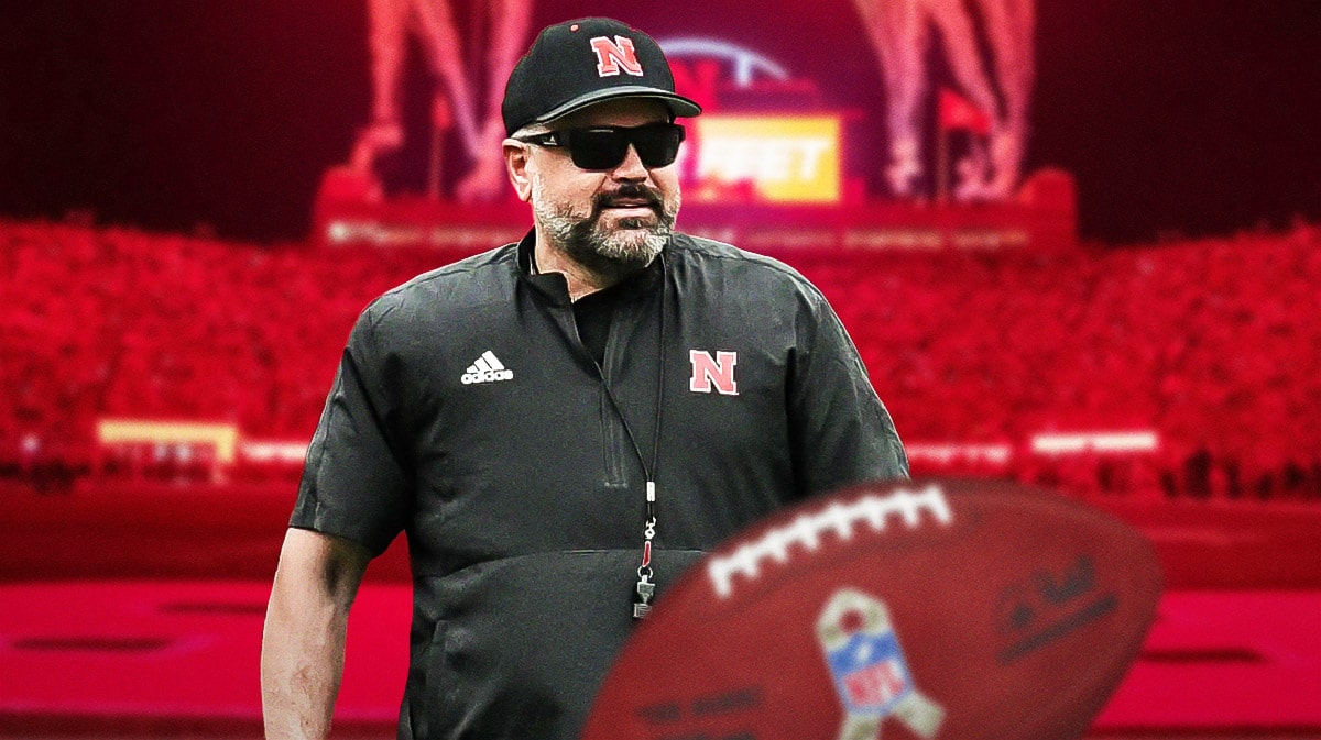 Matt Rhule, Nebraska football, Cornhuskers, Big Ten Media Days, Matt Rhule Nebraska, Matt Rhule looking disappointed with Nebraska football stadium in the background