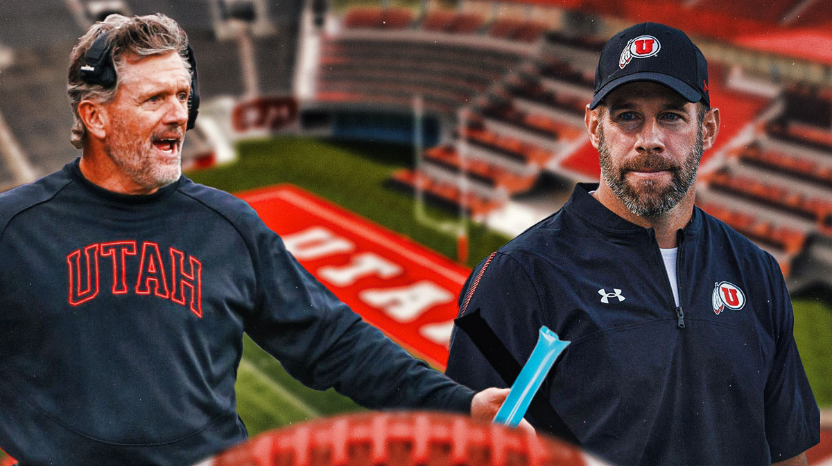 Utah Utes head coach Kyle Whittingham and his successor Morgan Scalley