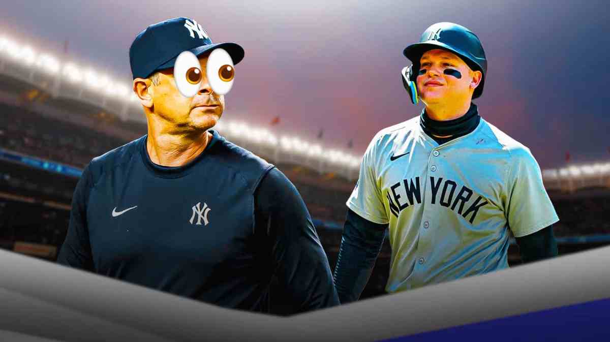 Aaron Boone looks at Alex Verdugo with big eye emojis