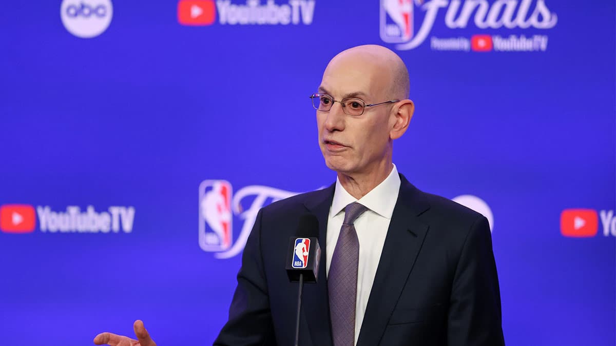 NBA commissioner Adam Silver speaks before game one of the 2024 NBA Finals between the Boston Celtics and the Dallas Mavericks at TD Garden