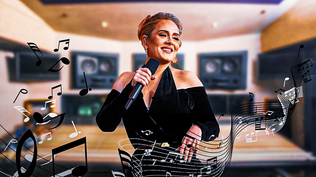 Adele in a recording studio.