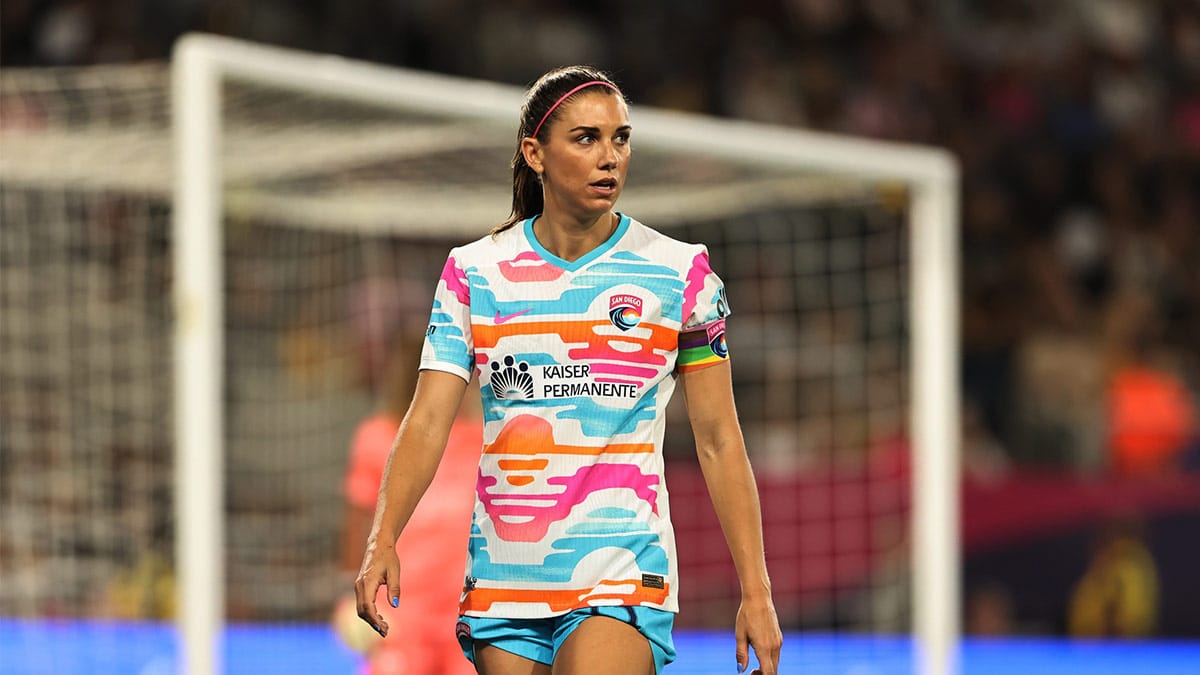 San Diego Wave FC forward Alex Morgan (13) looks in the second half against the Chicago Red Stars at Snapdragon Stadium