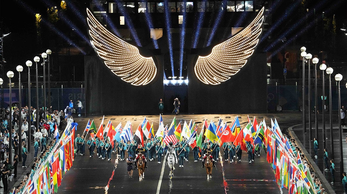 Angel wings at the Olympic ceremony. 
