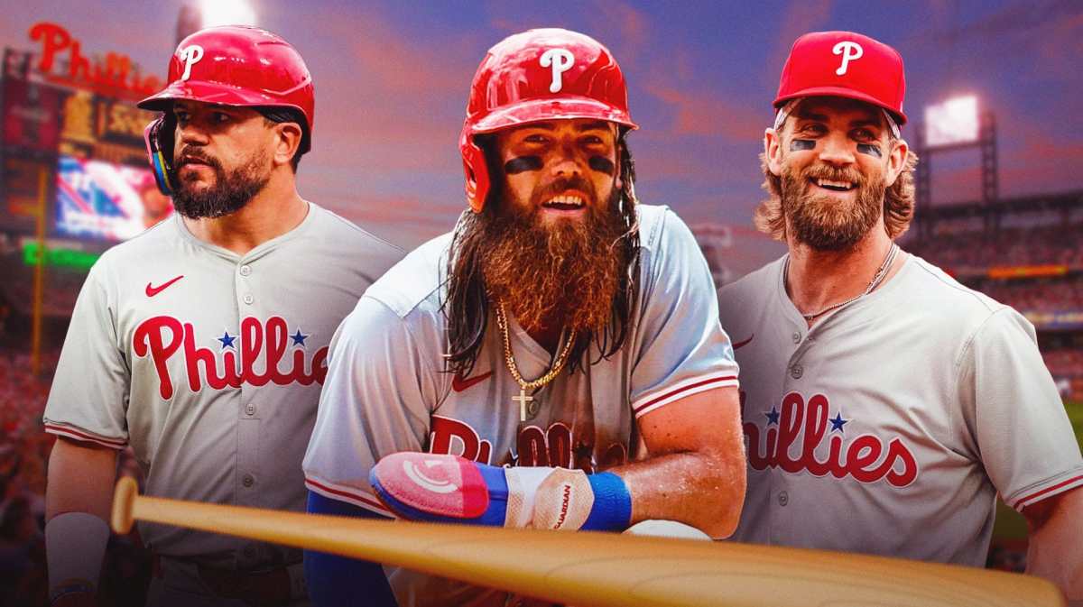 brandon Marsh Kyle Schwarber and Bryce Harper Philadelphia Phillies