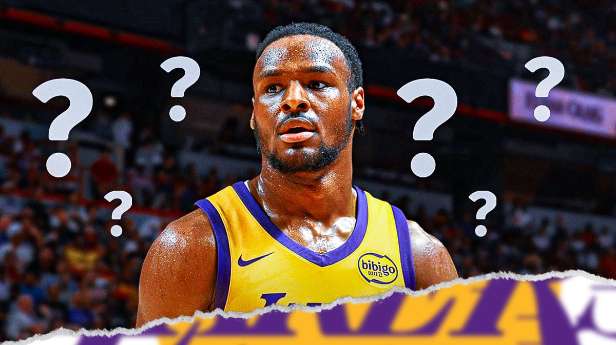 Lakers' Bronny James with question marks above