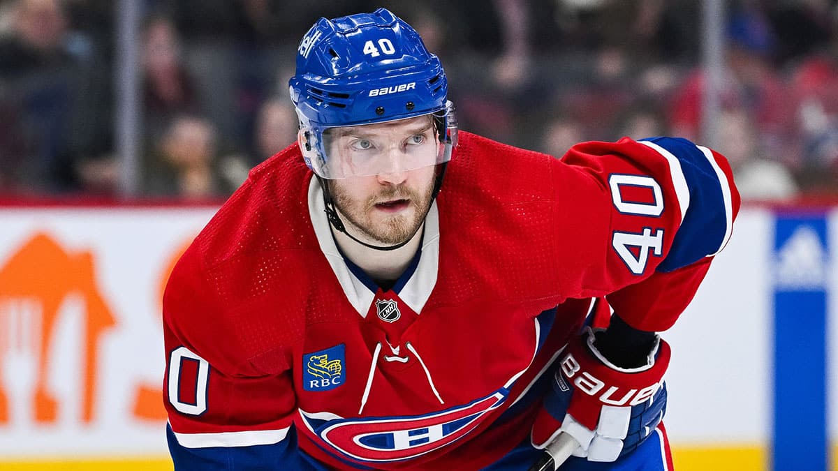 Montreal Canadiens right wing Joel Armia (40) waits for a face-off against the Arizona Coyotes during the second period at Bell Centre.