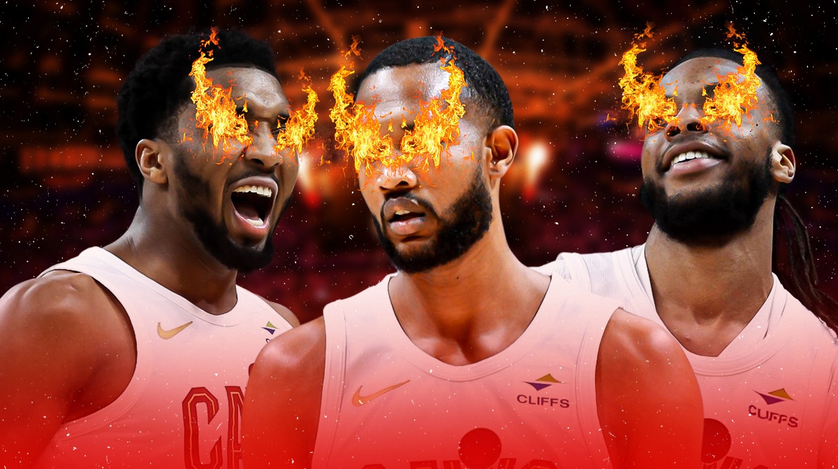 Donovan Mitchell, Darius Garland and Evan Mobley with fire in their eyes