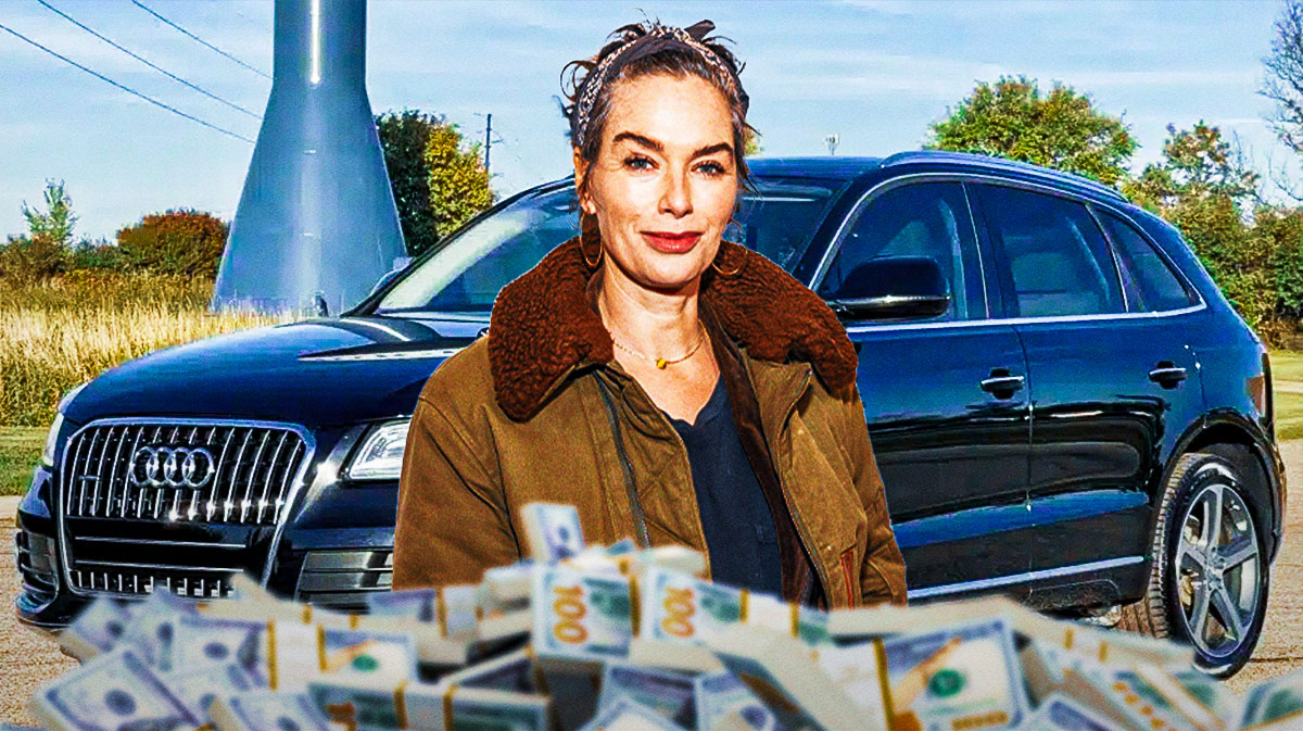 Lena Headey in front of a car from her collection.