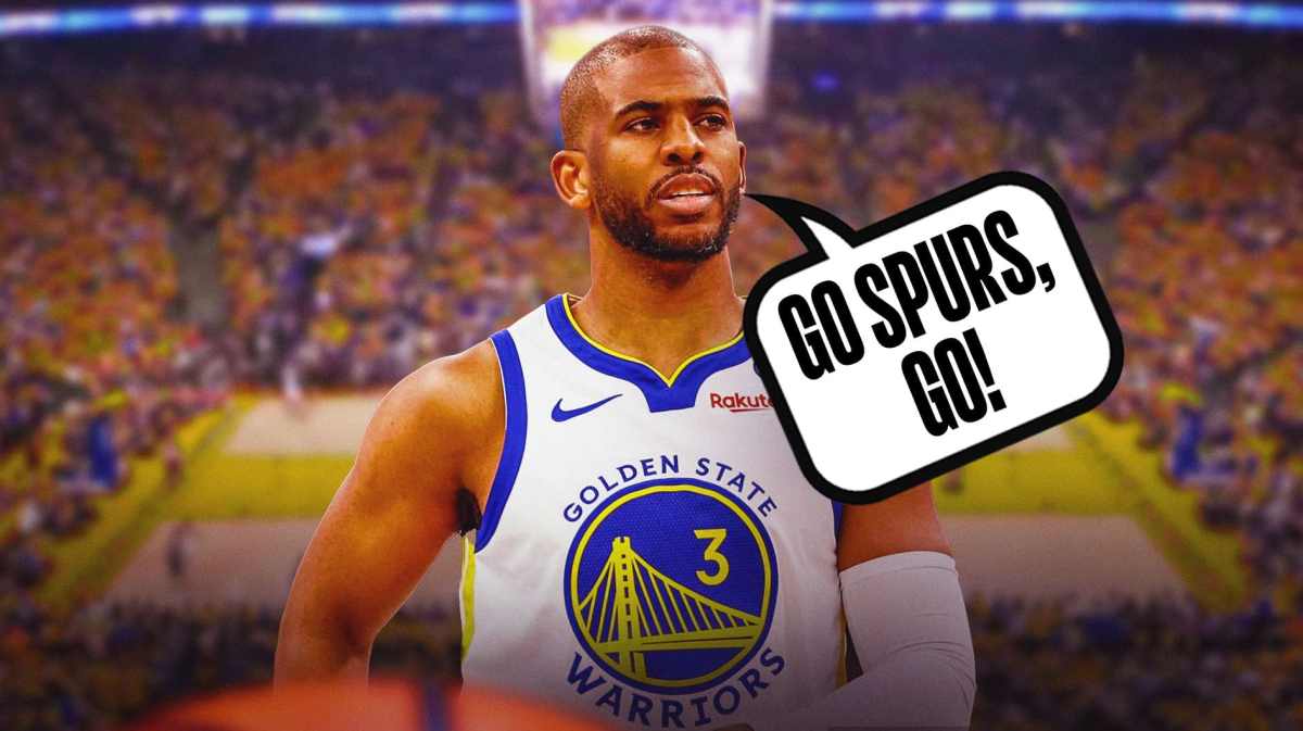 Chris Paul with a speech bubble that says "Go Spurs, Go!"