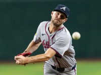 Atlanta Braves pitcher Chris Sale (51) delivers a pitch on July 9, 2024 at Chase Field in Phoenix.