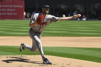 Atlanta Braves pitcher Chris Sale (51) delivers against the Chicago White Sox during the first inning at Guaranteed Rate Field.