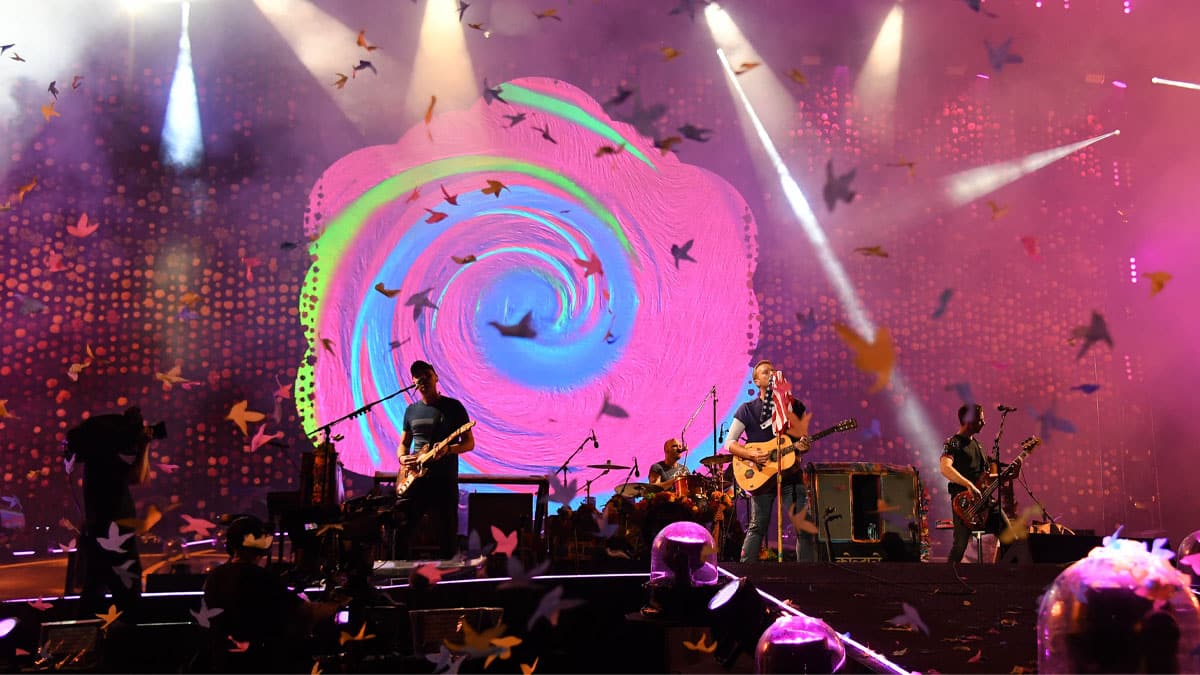 Coldplay performing in Miami, Florida on August 28, 2017.