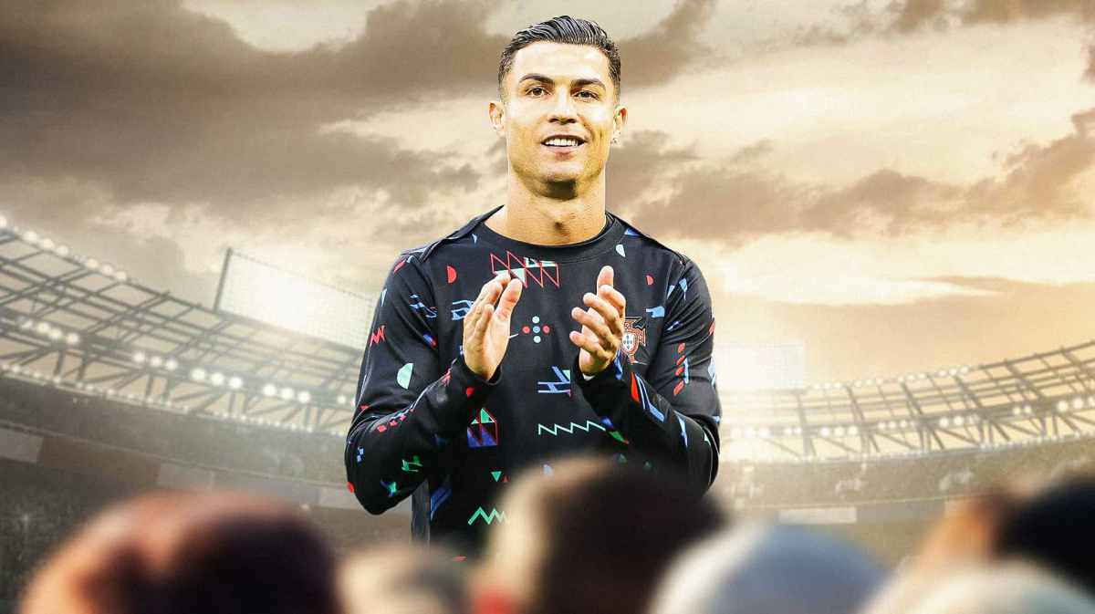 Cristiano Ronaldo smiling on the football field