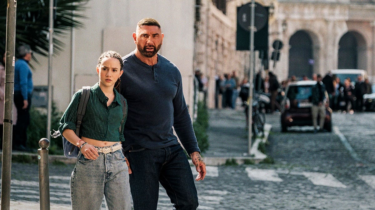 Chloe Coleman, Dave Bautista in My Spy the Eternal City.