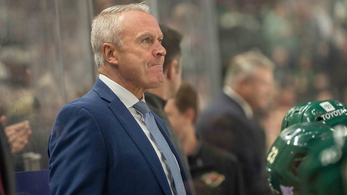 Minnesota Wild head coach Dean Evason looks on during the first period against the Montreal Canadiens at Xcel Energy Center.