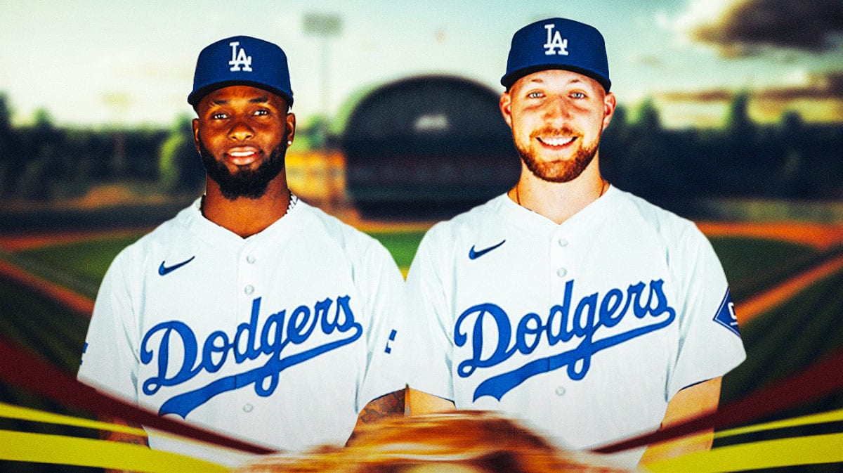 Luis Robert Jr and Garrett Crochet in Dodgers uniforms