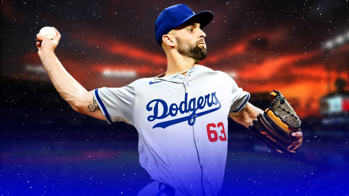Nick Anderson pitching in a Los Angeles Dodgers uniform as the team grabbed him off MLB free agency after he was released by the Royals ahead of the MLB trade deadline.