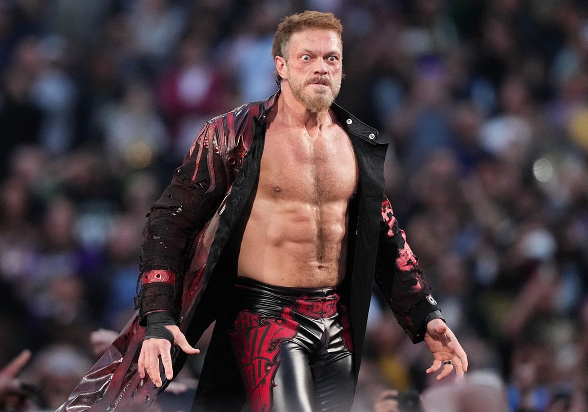 Edge (aka Adam Copeland) making his entrance at WrestleMania 39.
