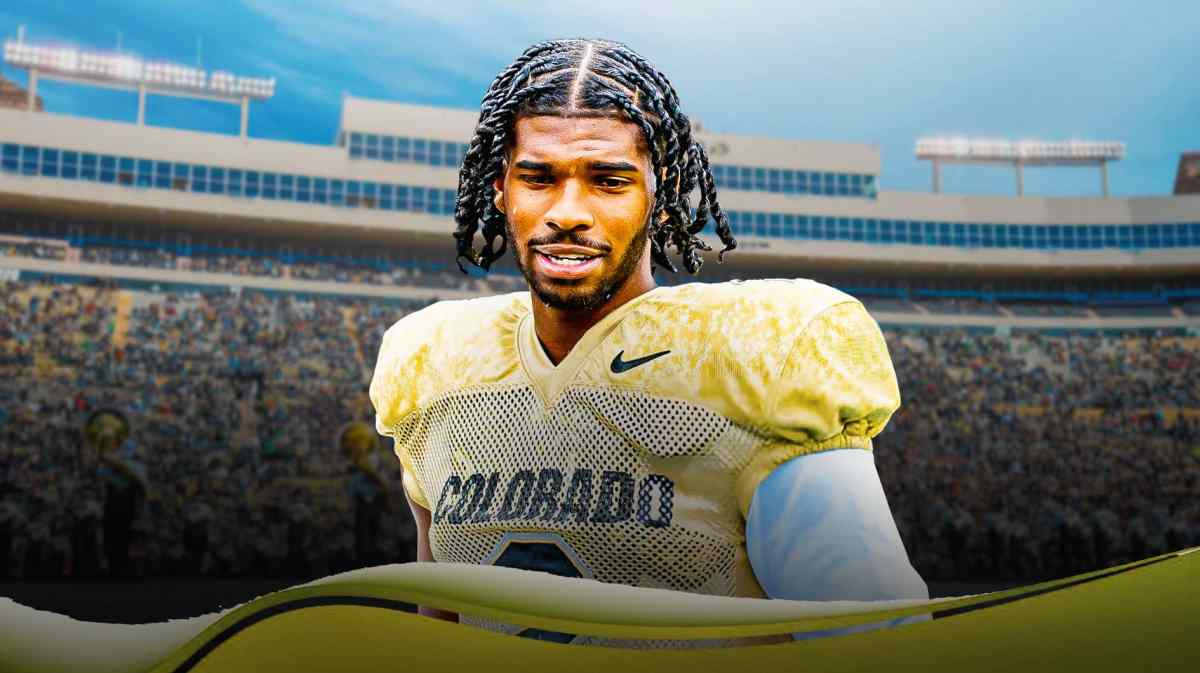 Colorado football, Buffaloes, Shedeur Sanders, Geno Smith, Shedeur Sanders Colorado, Shedeur Sanders with Colorado football stadium in the background