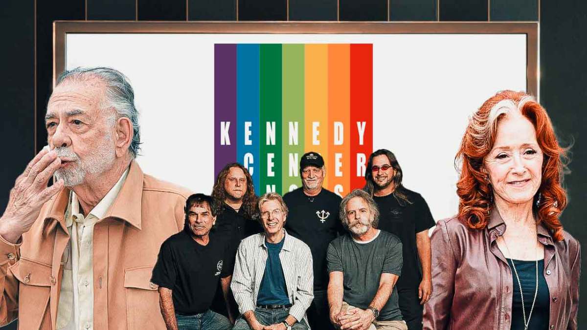 Francis Ford Coppola, The Grateful Dead, Bonnie Raitt; Background: Kennedy Center Awards logo