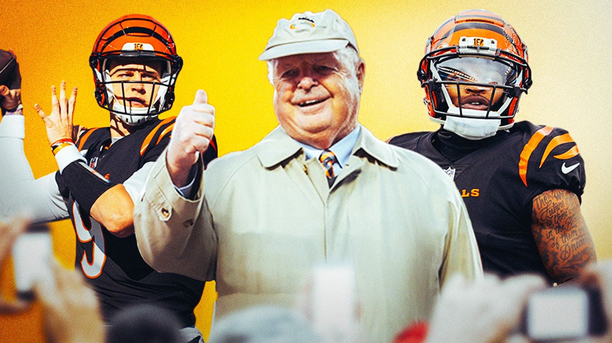 Cincinnati Bengals owner Mike Brown with Joe Burrow and Ja'Marr Chase
