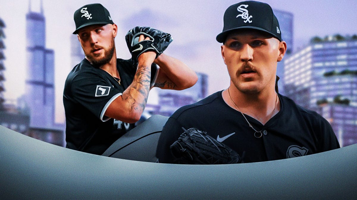 White Sox Garrett Crochet pitching a baseball.