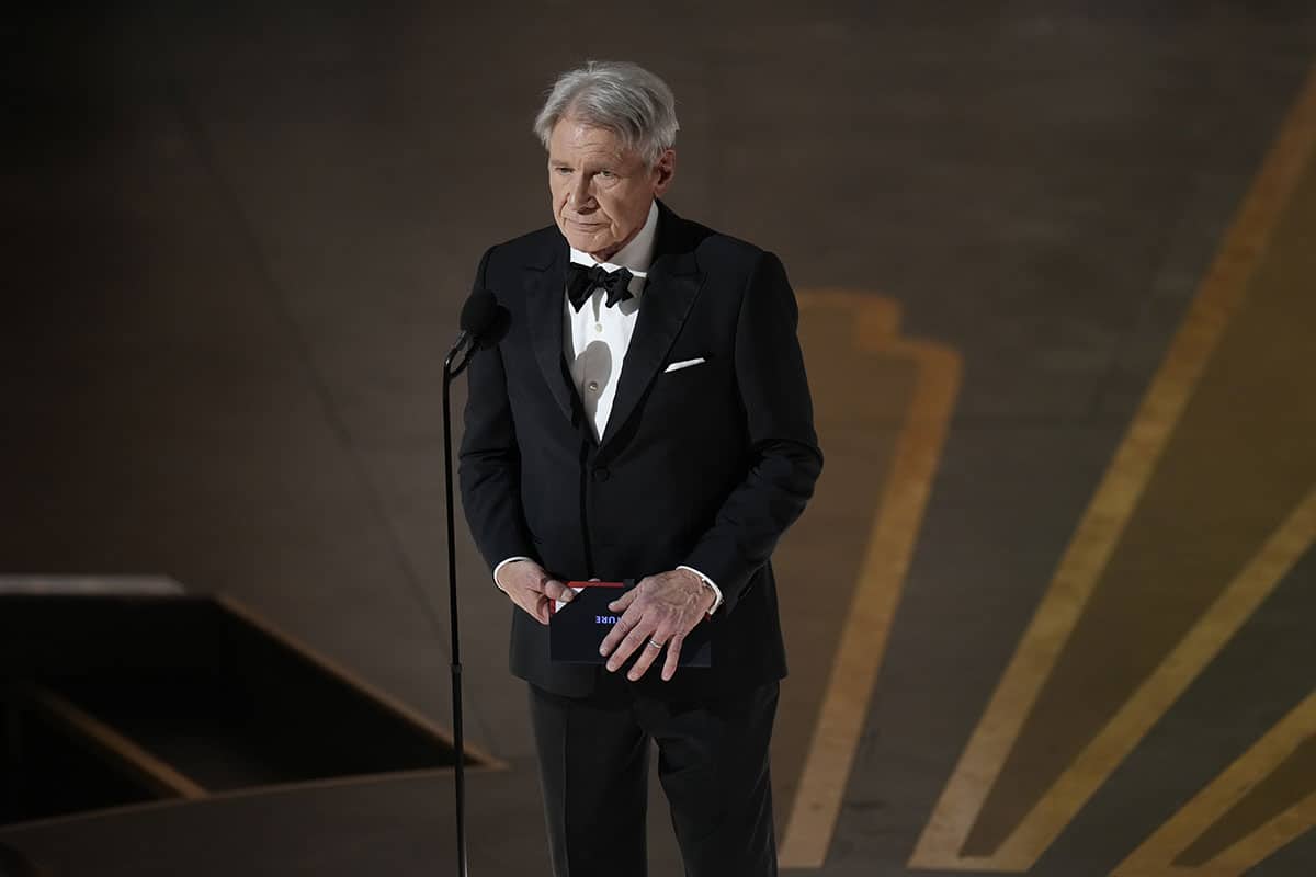 Harrison Ford presenting at the 2023 Oscars.