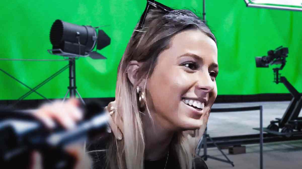 Hawk Tuah Girl Haliey Welch on movie or reality TV set.