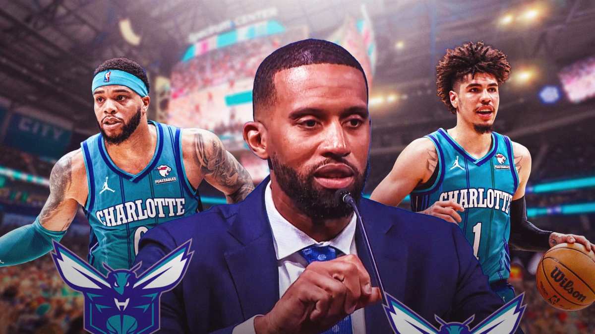 Hornets Charles Lee, LaMelo Bell and Miles Bridges