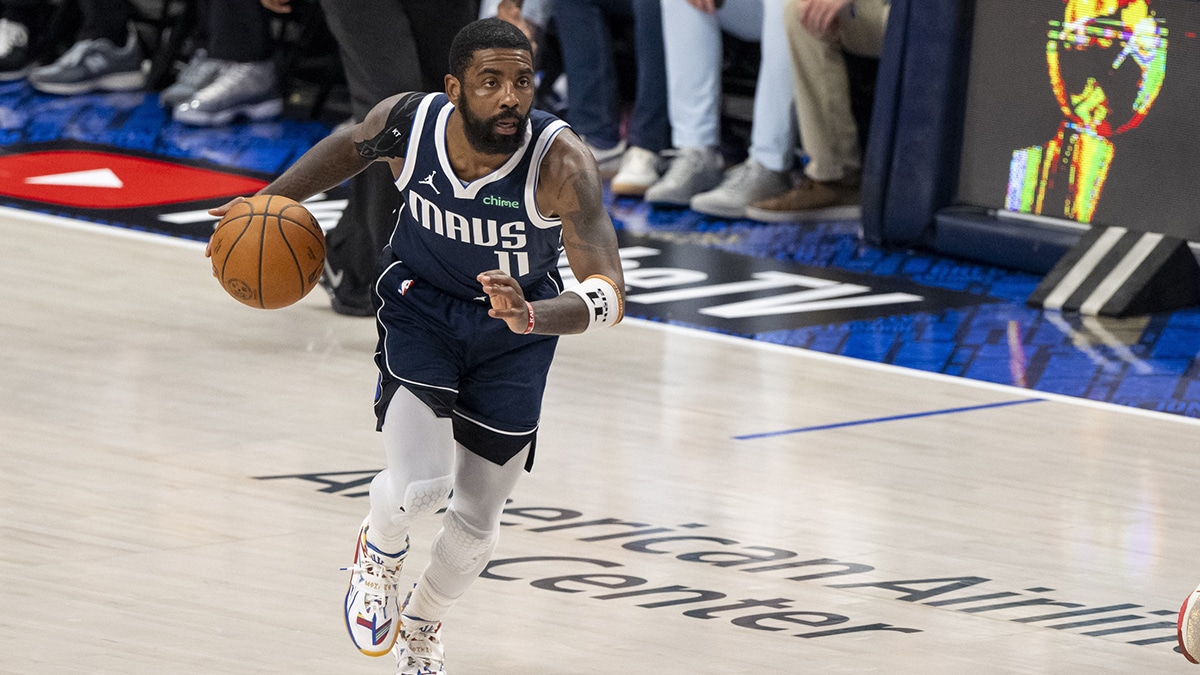 Dallas Mavericks guard Kyrie Irving (11) in action during the game between the Dallas Mavericks and the Boston Celtics in game four of the 2024 NBA Finals at American Airlines Center.