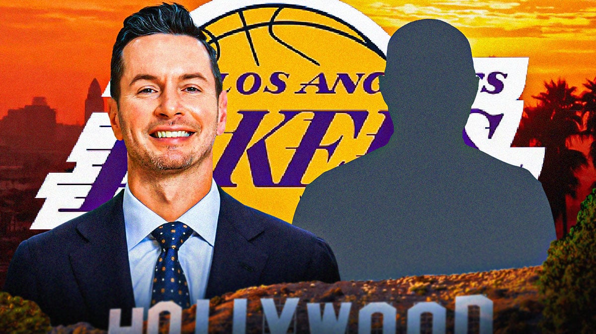 Lakers' JJ Redick stands next to Pelicans' Alvin Gentry, Anthony Davis in background