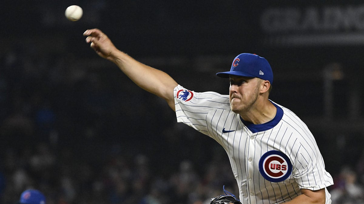 Chicago Cubs pitcher Jameson Taillon (50) delivers against the Milwaukee Brewers during the first inning at Wrigley Field.