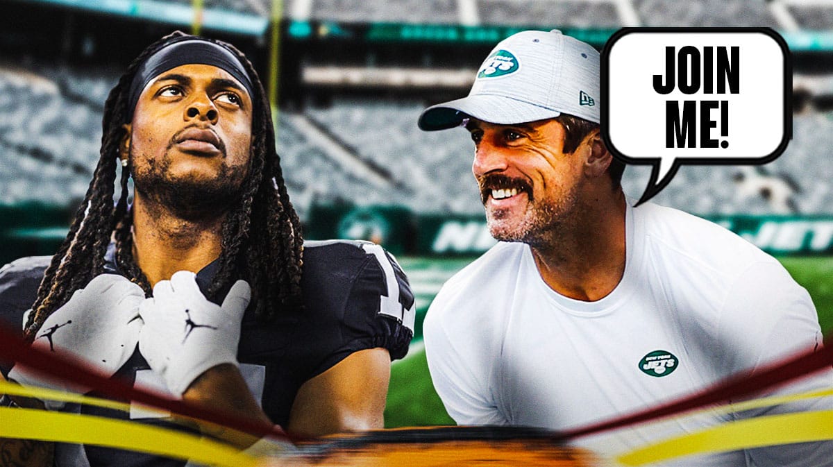Davante Adams on one side, Aaron Rodgers on the other side with a speech bubble that says "Join me!"