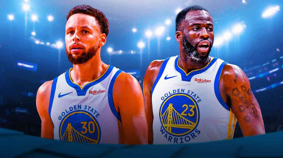 Stephen Curry alongside Draymond Green with the Warriors arena in the background, Brandon Ingram trade