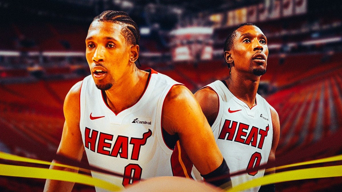 Miami Heat star Josh Richardson in front of Kaseya Center.