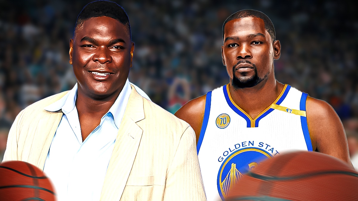 Keyshawn Johnson with Warriors Stephen Curry Steve Kerr and Kevin Durant