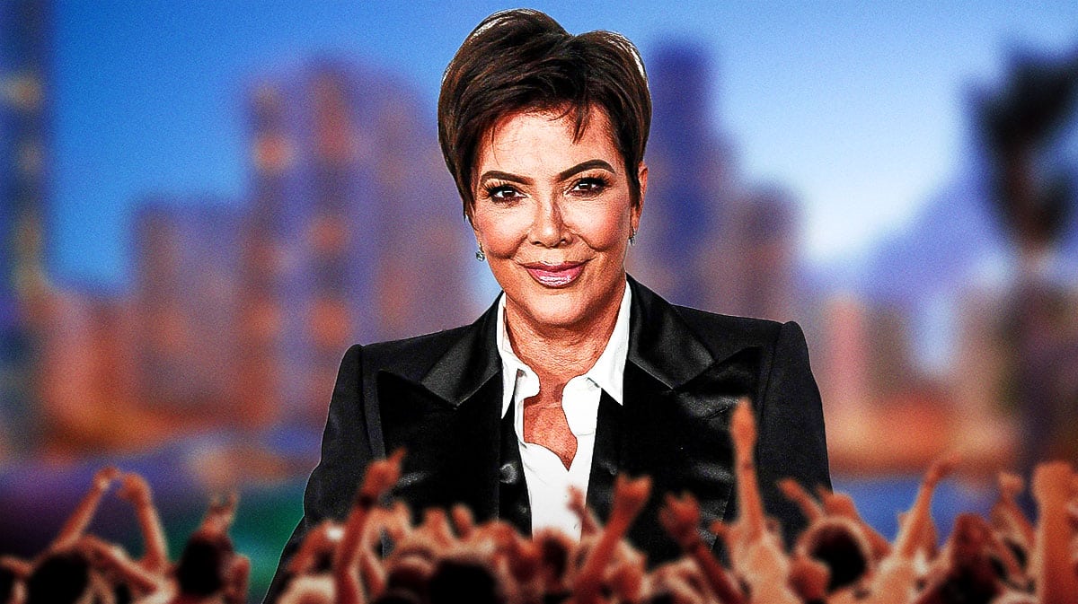 Kris Jenner with a crowd in front of her