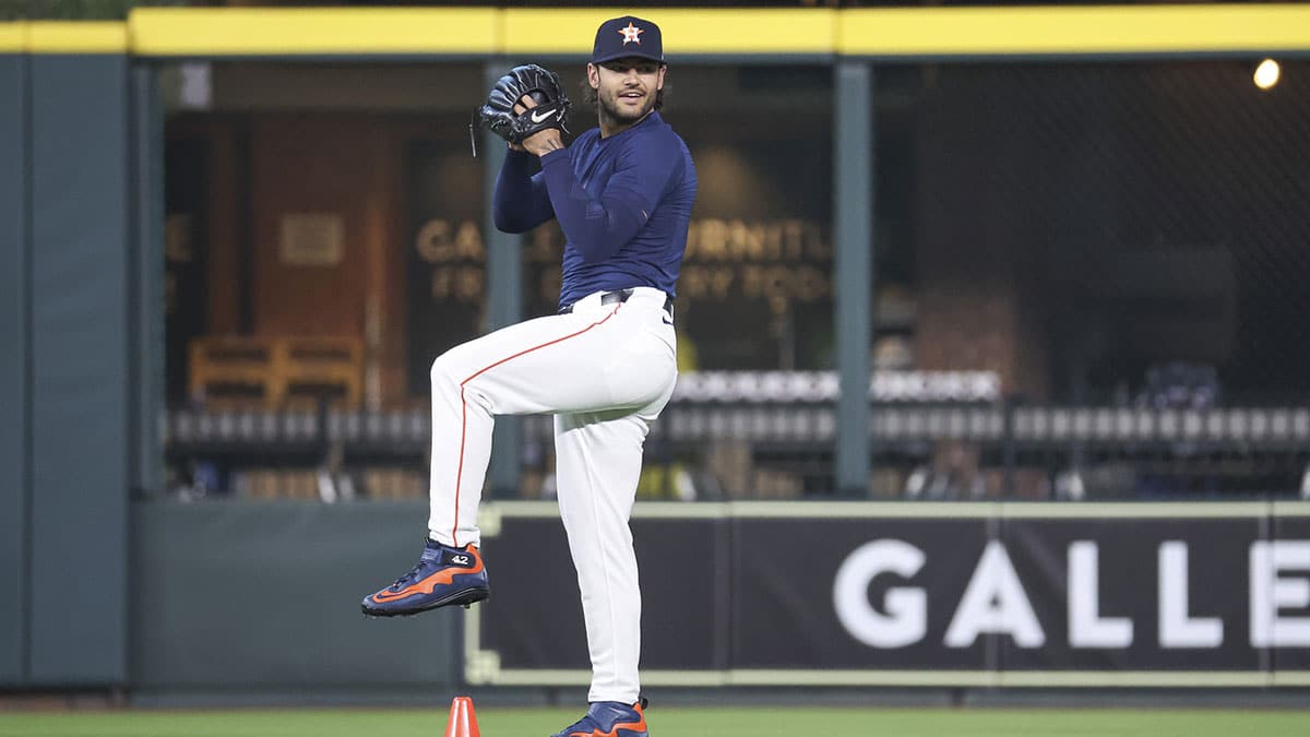 Houston Astros pitcher Lance McCullers Jr. warms up before the game against the New York Yankees at Minute Maid Park.