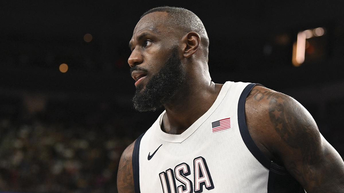 USA forward Lebron James (6) looks on during the third quarter against Canada in the USA Basketball Showcase at T-Mobile Arena