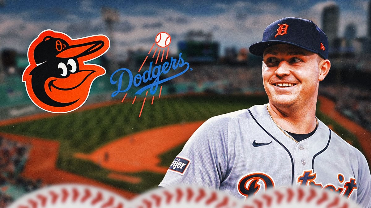 Detroit Tigers pitcher Tarik Skubal (29) checks his ear piece during the fourth inning against L. A. Dodgers at Comerica Park in Detroit on Friday, July 12, 2024.