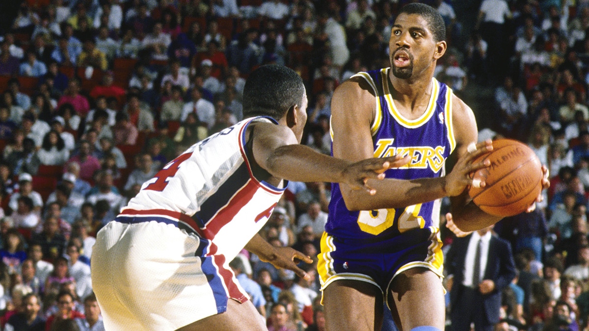 Magic Johnson Lakers vs. Pistons