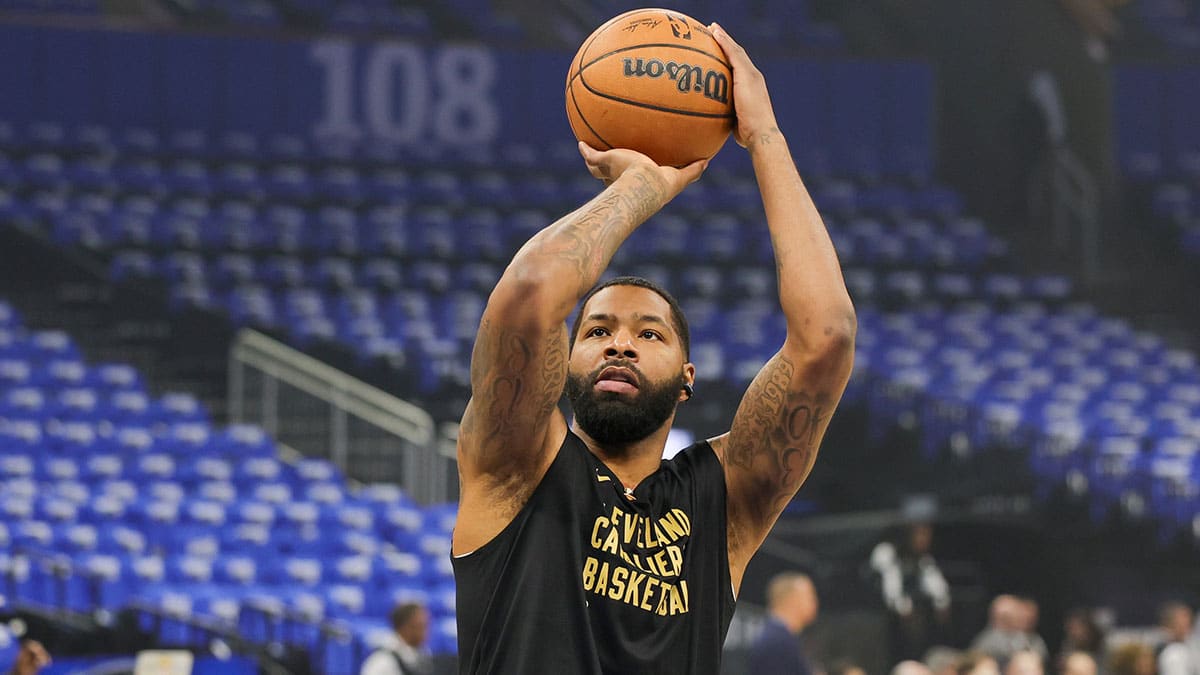 Cleveland Cavaliers forward Marcus Morris Sr. (24) warms up before game six of the first round for the 2024 NBA playoffs at Kia Center.
